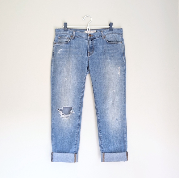 🇺🇸 J Brand Aoki Cropped Distressed Boyfriend Jeans Tulum Wash Made In USA - Picture 2 of 15